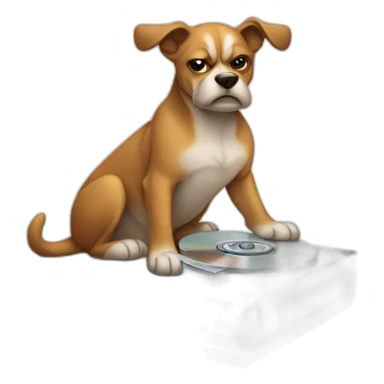 angry dog guarding a hard disk sticker
