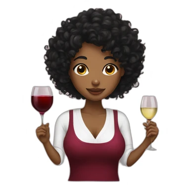 Curly black hair girl with wine sticker