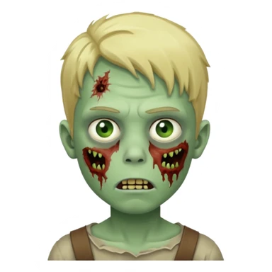 boy zombie with blonde hair and pale green skin sticker
