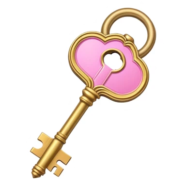 gold pink antique key  sticker