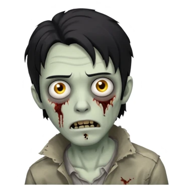 Zombie cabelo liso ondulado preto masculino  sticker