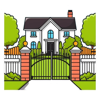 house entrance gate with garden fence sticker