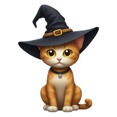 Cat with witch hat  sticker