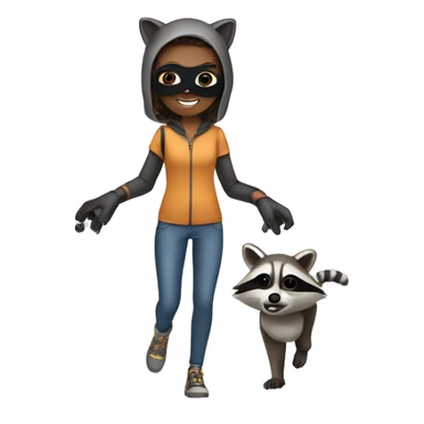 Girl with a racoon mask doing quadrobics  sticker