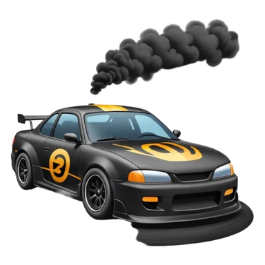 Emoji of a drifting car on a race track with tire smoke sticker