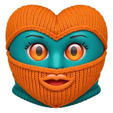 teal and orange ski mask with heart eyes sticker
