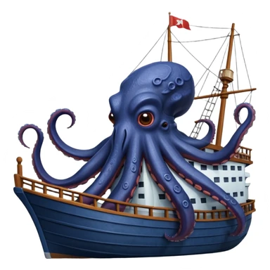 Kraken – Giant octopus with tentacles wrapping a ship sticker