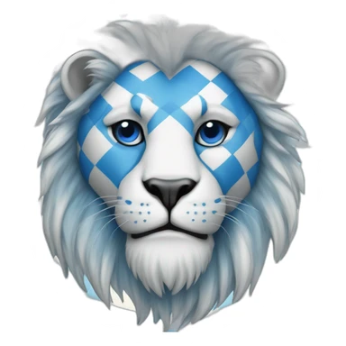 lion in mask blue-white checkerboard color sticker