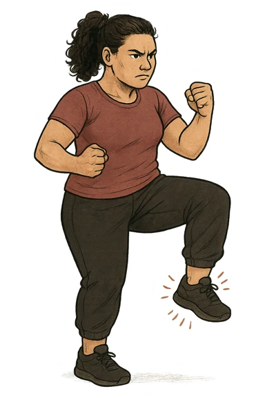 dONNA CON PCOS CHE COMBATTE LE SUE GAMBE GONFIE FORMATO VERTICALE SENZA SFONDO sticker