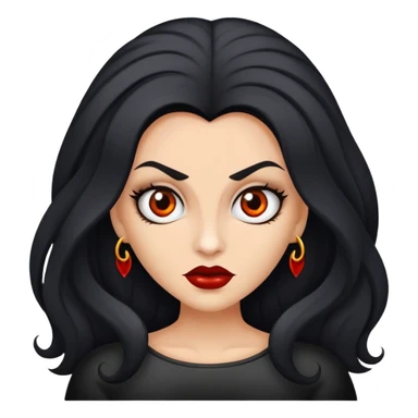 Faça uma vampira, do gênero feminino, cabelos longos preto, mas não tanto, olhos castanhos escuros marcantes, e uma mordida no rosto ou pescoço  sticker