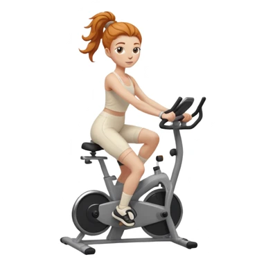 Fit Ginger girl messy bun riding stationary bike cream outfit sticker