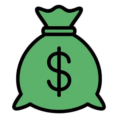 green sack with a dollar sign, color outline style with black outlines, simple and clean, no text or extra symbols sticker