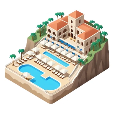 Italian amalfi coast beach club isometric sticker