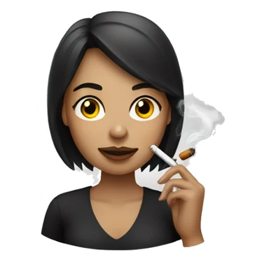 a girl with light skin and dark hair smoking a sigarette sticker