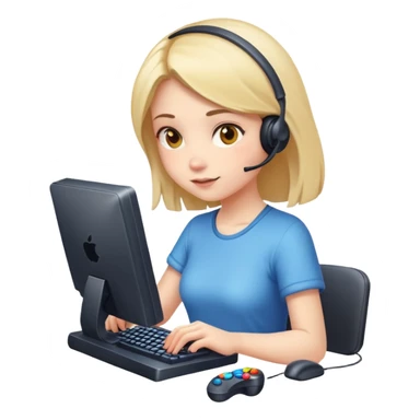 A girl is playing a computer game sticker