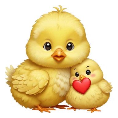 Kissing baby chick with hearts  sticker