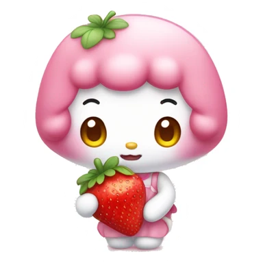sanrio my melody holding a strawberry sticker