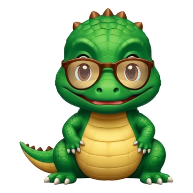 Cocodrilo bebé ,cafe,mirando hacia enfrente y con lentes de sol sticker