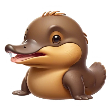Cinematic Cute Yawning Platypus Portrait Emoji, Head tilted slightly with a dramatic, wide-open yawn, showcasing a soft, textured brown fur with a relaxed duckbill and droopy eyes in drowsy contentment, Simplified yet irresistibly adorable features, highly detailed, glowing with a soft, cozy glow, high shine, relaxed yet expressive, stylized with a touch of quirky charm, bright and endearing, soft glowing outline, capturing the essence of a sleepy yet affectionate platypus, so drowsy it feels like it could float out of the screen and curl up for a nap! sticker