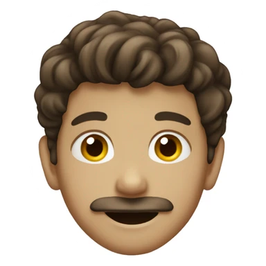 smiling young boy with brown hair and moustache sticker