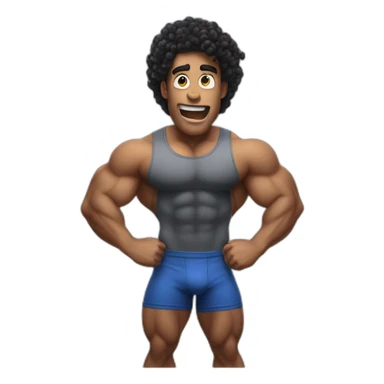 bodybuilder(with black curly hair) posing and surprised sticker