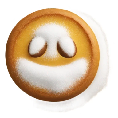 Upside down smiley face with a bunch of sugar powder on its face sticker