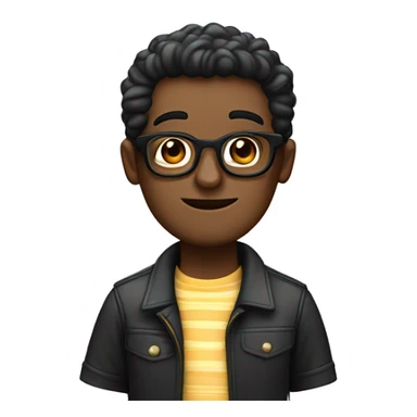 Un chico con pelo churros negro y con lentes sticker