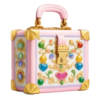 Dolce and Gabbana small box bag with colourful pastel ornament and golden detais  sticker