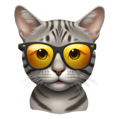 gray tabby cat with sun glasses sticker