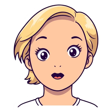 blonde girl with grey eyes doing skincare with surprised face sticker