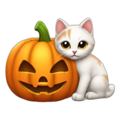 Very cute kitten Halloween pumpkin sticker