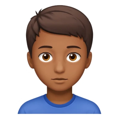 teenage boy with very short gradient hair, brown eyes and long sticker