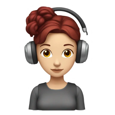 White Slavic girl with burgundy hair and brown eyes listening music in headphones  sticker