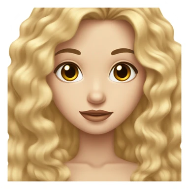 beautiful girl with golden waves of hair, one single black streak of hair. brown eyes, pale skin. sticker