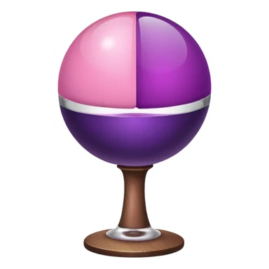 A half pink half purple ball with a wooden stem followed by a glass stem on top sticker
