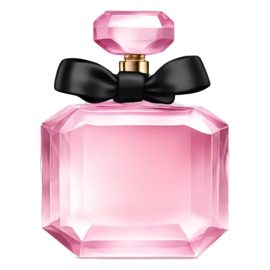 light pink crystal perfume bottle with black ribbon display sticker