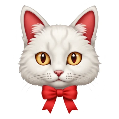 cat with red ribbon on ear sticker