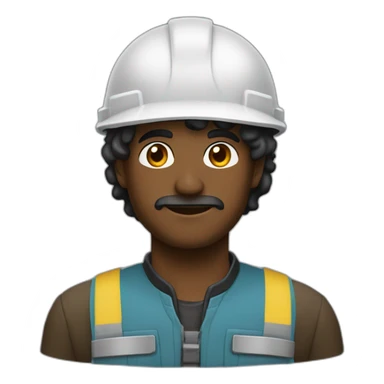 ingeniero pelo negro , con casco y que diga Jhan sticker