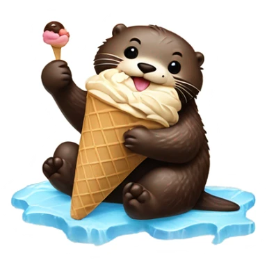 Sea otter eating chocolate ice cream sticker