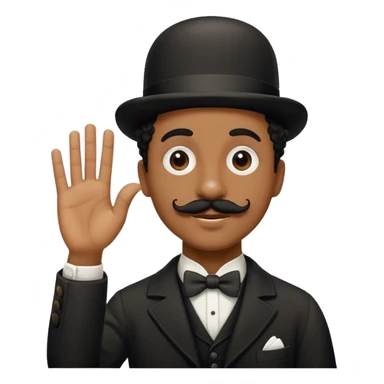 A black Jewish person with a Charlie Chaplin mustache and right hand up  sticker