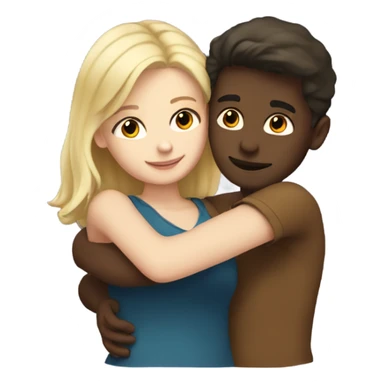 White skin Boy with dark brown hair hugging a girl with blonde hair  sticker