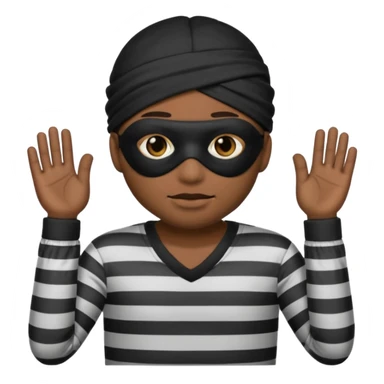 A theif robber emoji,Stripped shirt,eye mask, black head. sticker