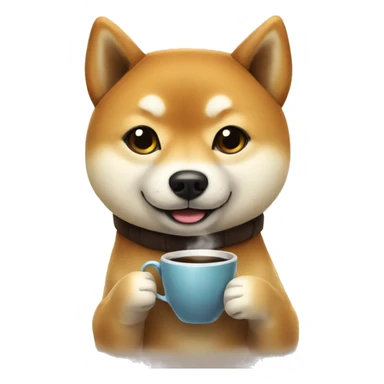 Shiba inu with a cup of coffee sticker