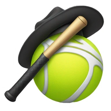 tennis ball wearing a detective hat holding a baseball bat sticker