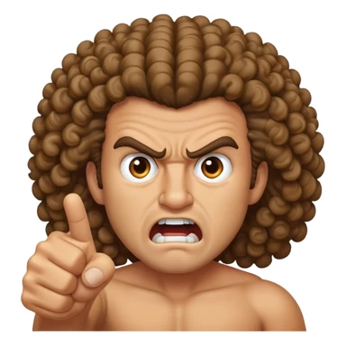 Angry Tan man with big curly hair pointing at me sticker