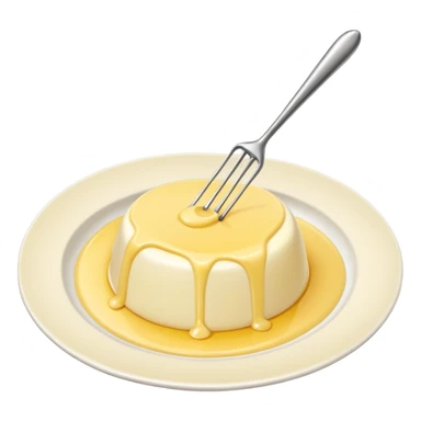 Generate a high-quality image of a dollop of yellow cream on a white plate with a metal whisk placed beside it, realistic color and shading, smooth gradient colors, no facial features, no brand markings, simple white background, high-resolution.
 sticker