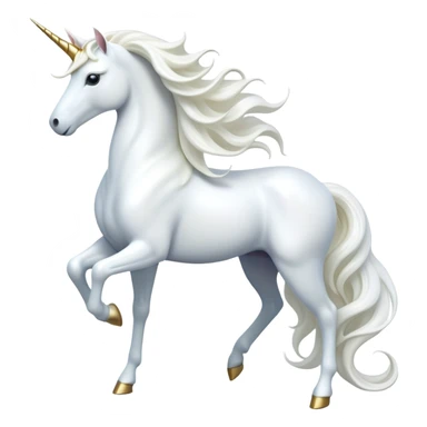 cinematic-beautiful-white-unicorn-full body-emoji,-poised-and-regal,-with-a-slender,-ethereal-form-draped-in-a-pristine-white-color,-a-flowing-mane-and-tail,-and-a-glistening,-spiraled-horn-that-radiates-pure-light,-simplified-yet-sharp-and-majestic, zoomed out to show a majestic unicorn sticker