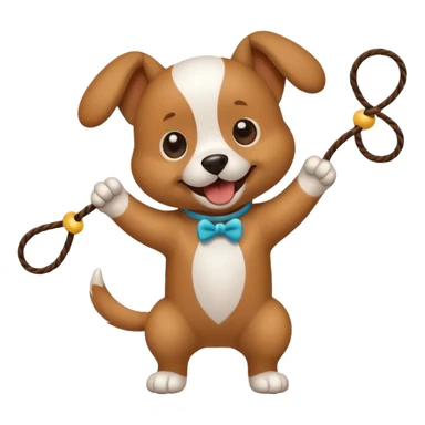 dog playing with a string toy sticker