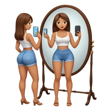 Naked woman mirror selfie full body big butt sticker