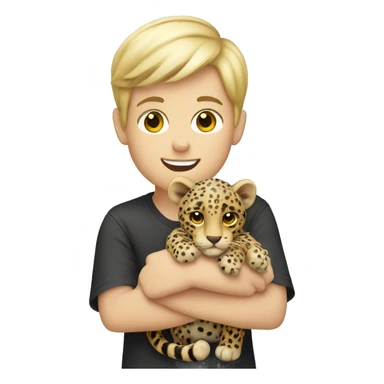 blonde boy holding stuffed leopard sticker